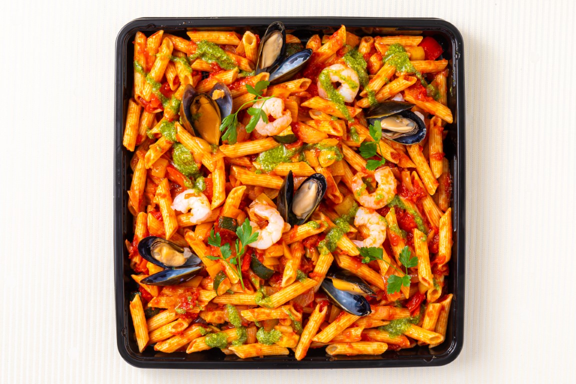 小海老とラタトゥイユのペンネ